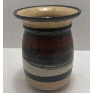 Studio Art Hand Thrown Pottery Vase Bloomington Pottery Company-Earth Tones 5.25